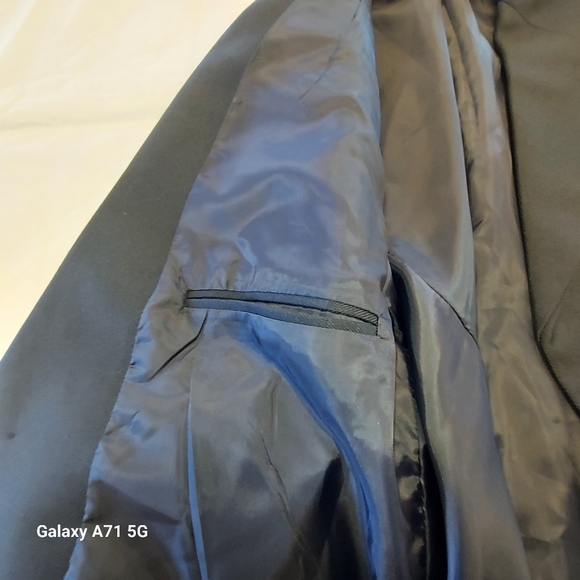 Milano Moda Designed In Italy Mens Navy Trench Coat Navy l48w42 4 Front Pockets - Picture 5 of 7